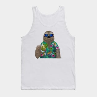 Sloth on summer holidays drinking a mojito Tank Top